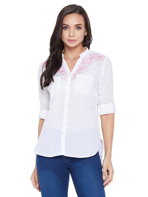 embroidered detail regular shirt - 18753118 - Very Small Image - 1