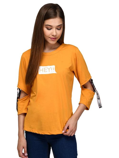 yellow cotton blend regular top - 18757300 - Very Small Image - 1