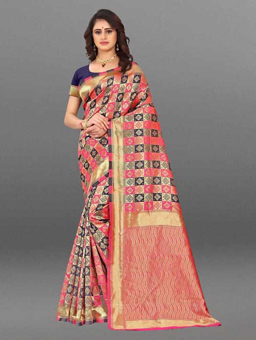 multi coloured banarasi saree with blouse - 18758528 - Very Small Image - 1