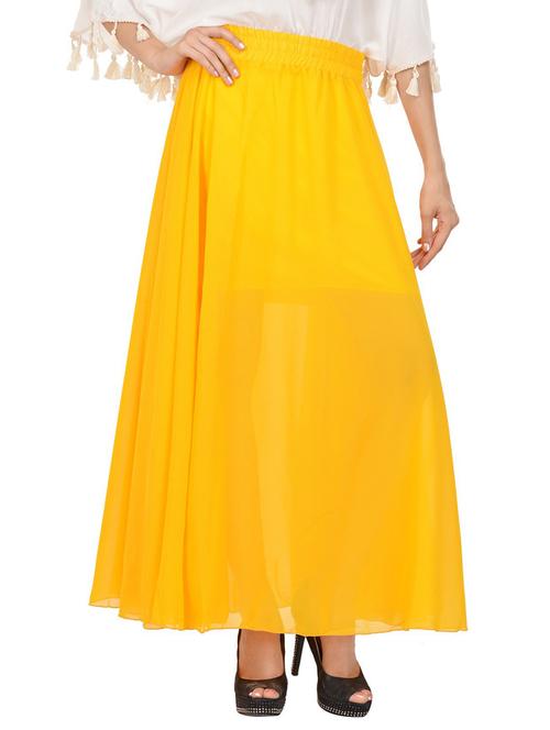 yellow georgette aline skirts - 18760506 - Very Small Image - 1