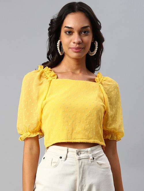 women's crop square neck top - 18765066 - Very Small Image - 1