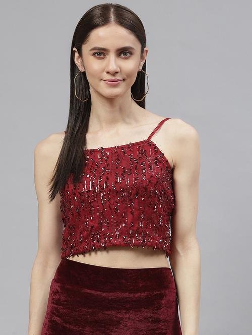 women's crop shoulder strap top - 18765181 - Very Small Image - 1