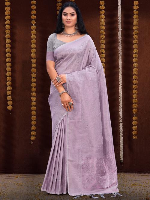 women's self design lavender colored saree - 18765374 - Very Small Image - 1