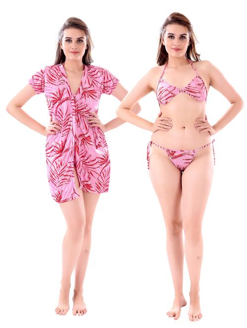 solid three piece night wear set - 18766105 - Very Small Image - 1