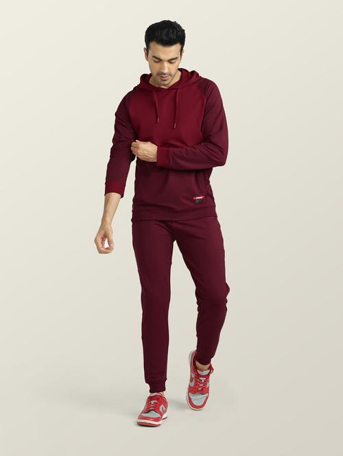 scarlet red cotton solid track suit - 18766163 - Very Small Image - 1