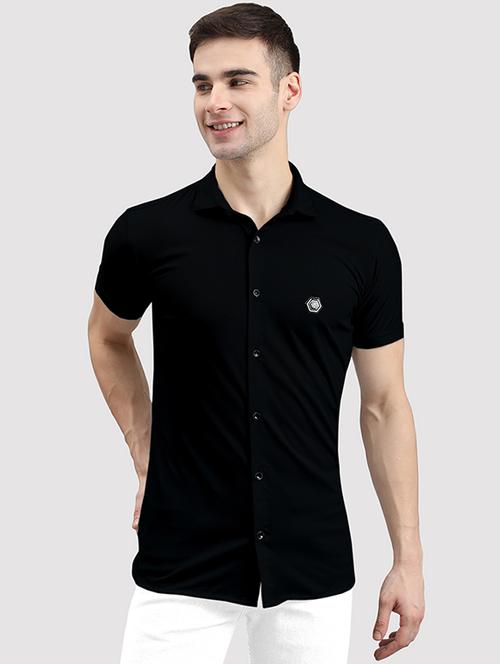short sleeved solid casual shirt - 18766341 - Very Small Image - 1
