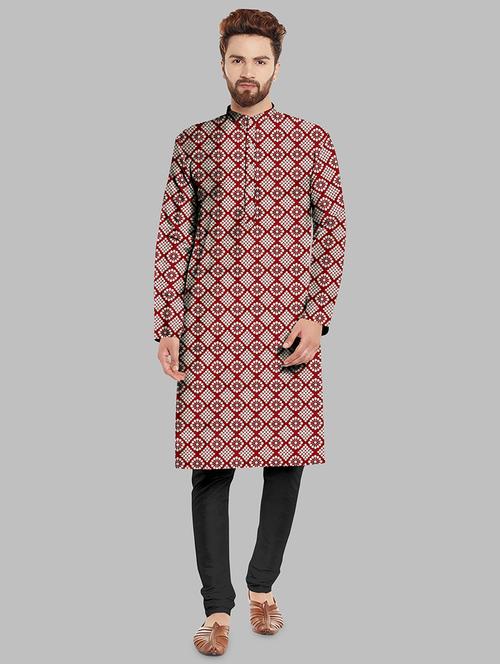 digital printed cotton kurta with pyjama - 18766453 - Very Small Image - 1
