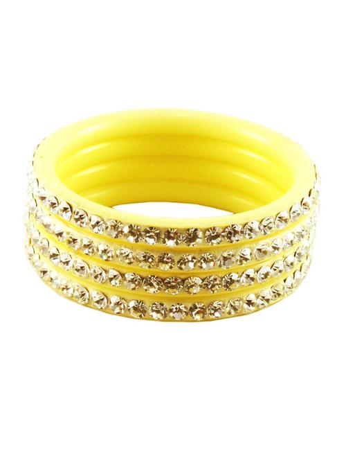 yellow coloured stone acrylic bangle with extra large size - 18768232 - Very Small Image - 1