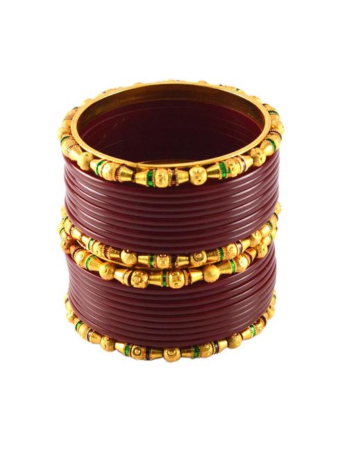 maroon gold platted acrylic-brass bangle with extra large size - 18768314 - Very Small Image - 1