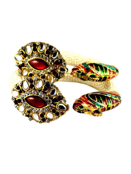 white coloured stone acrylic-brass bangle - 18768422 - Very Small Image - 1