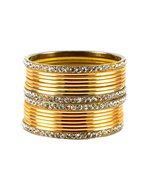 golden coloured stone brass bangle with extra large size - 18768553 - Very Small Image - 1