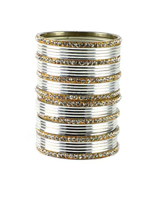 white stone coloured  brass bangle with extra large size - 18768591 - Very Small Image - 1