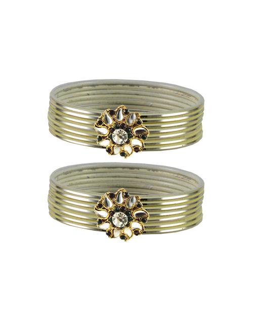 plain kundan work bangles set - 18769001 - Very Small Image - 1