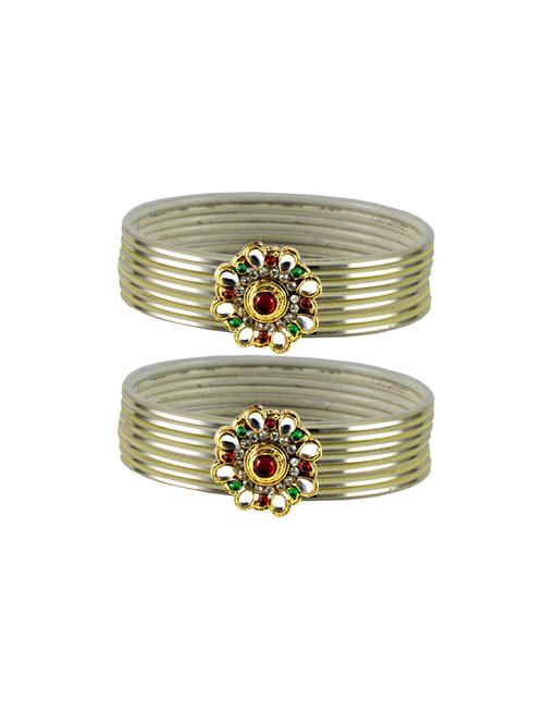 plain kundan work bangles set - 18769002 - Very Small Image - 1