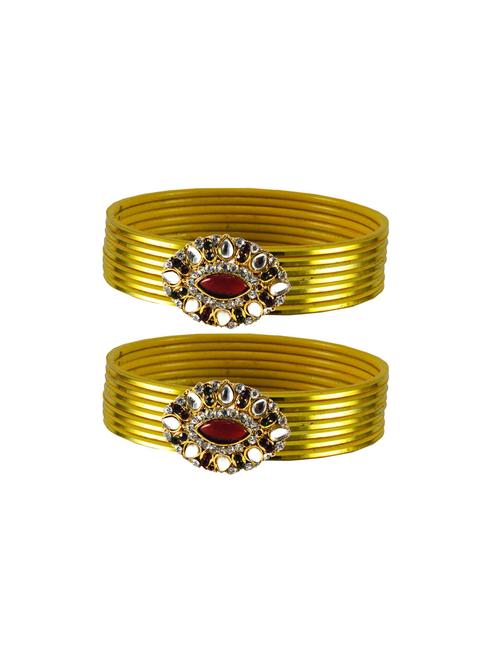 plain kundan work bangles set - 18769003 - Very Small Image - 1