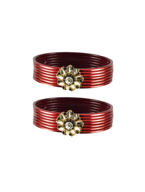 plain kundan work bangles set - 18769011 - Very Small Image - 1