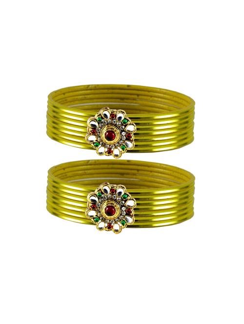plain kundan work bangles set - 18769017 - Very Small Image - 1