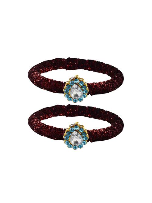 stones work velvet bangle set  - 18769149 - Very Small Image - 1