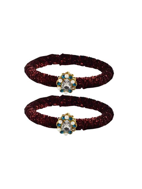 stones work velvet bangle set  - 18769154 - Very Small Image - 1