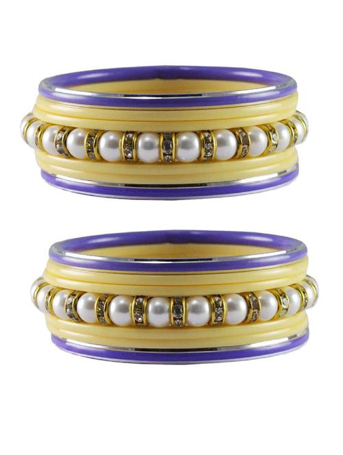 cream moti stud acrylic-metal bangle - 18770678 - Very Small Image - 1