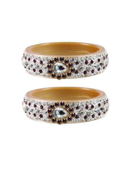 cream stone stud acrylic-brass bangle with extra large size - 18770727 - Very Small Image - 1