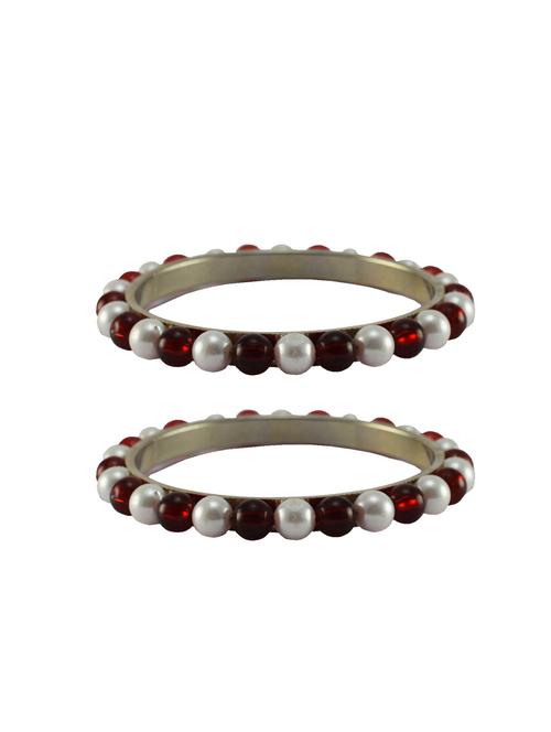 red color moti stud brass bangle - 18771069 - Very Small Image - 1