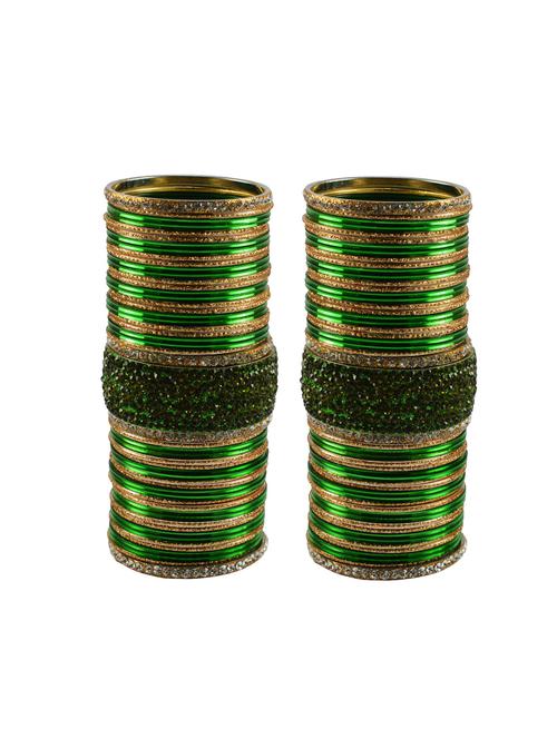 green stone stud brass bangle set - 18771207 - Very Small Image - 1