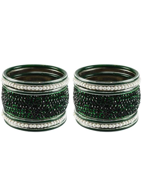 green stone stud brass bangle set - 18771521 - Very Small Image - 1