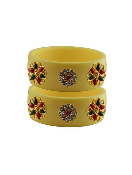 yellow stone stud acrylic bangle with very extra large size - 18780452 - Very Small Image - 1
