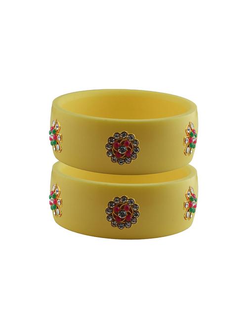 yellow coloured stone stud acrylic bangle with very extra large size - 18780684 - Very Small Image - 1