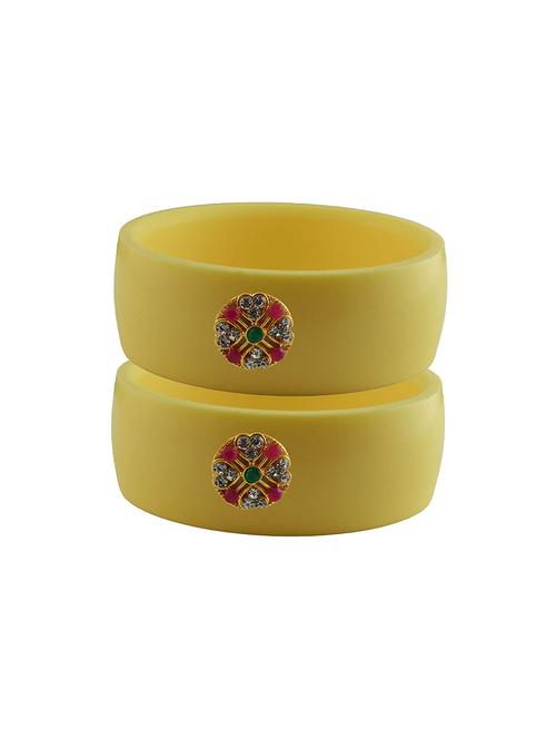 yellow coloured stone stud acrylic bangle with very extra large size - 18780685 - Very Small Image - 1