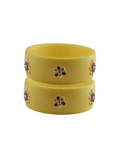 yellow coloured stone stud acrylic bangle with very extra large size - 18780703 - Very Small Image - 1