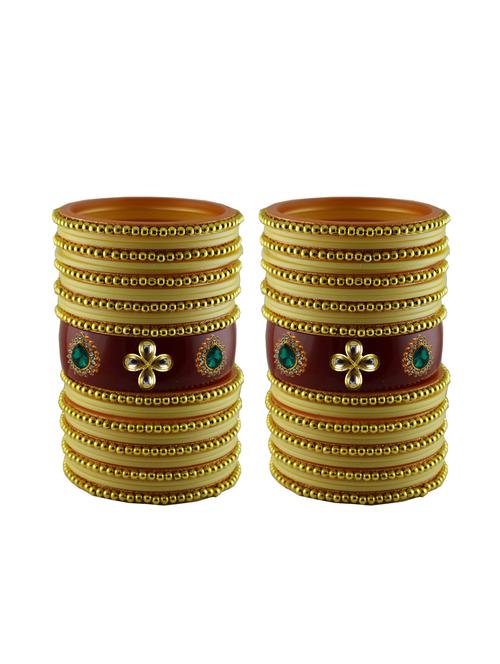 cream moti stud acrylic bangle with very extra large size - 18782947 - Very Small Image - 1