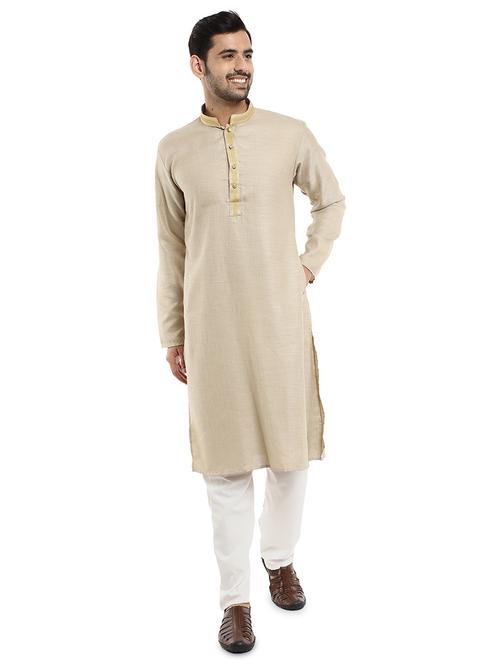 beige cotton kurta - 18788612 - Very Small Image - 1