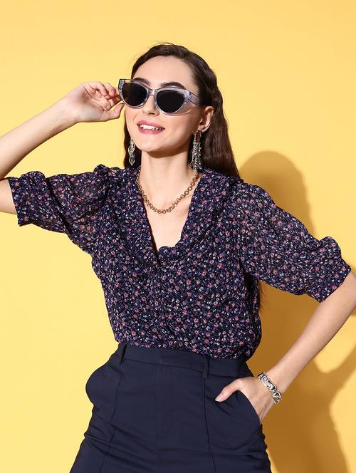 navy blue polyester regular shirt - 18789228 - Very Small Image - 1