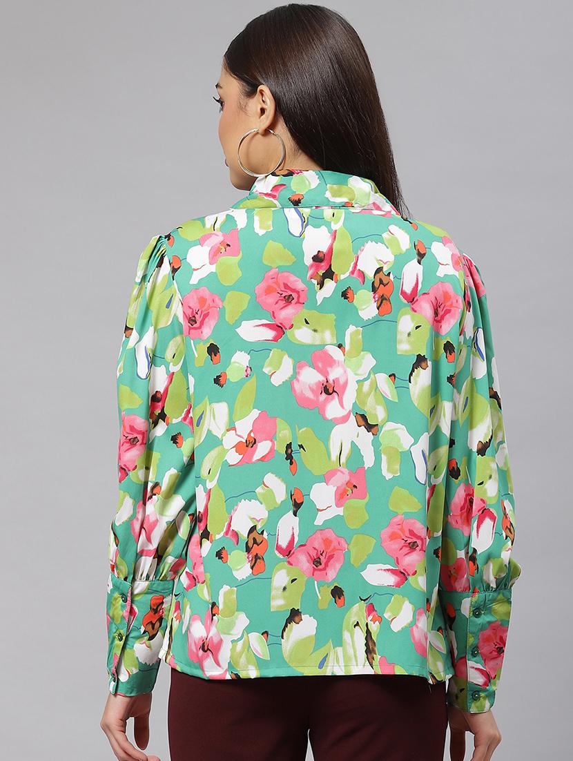 green floral polyester shirt - 18789236 - Standard Image - 2