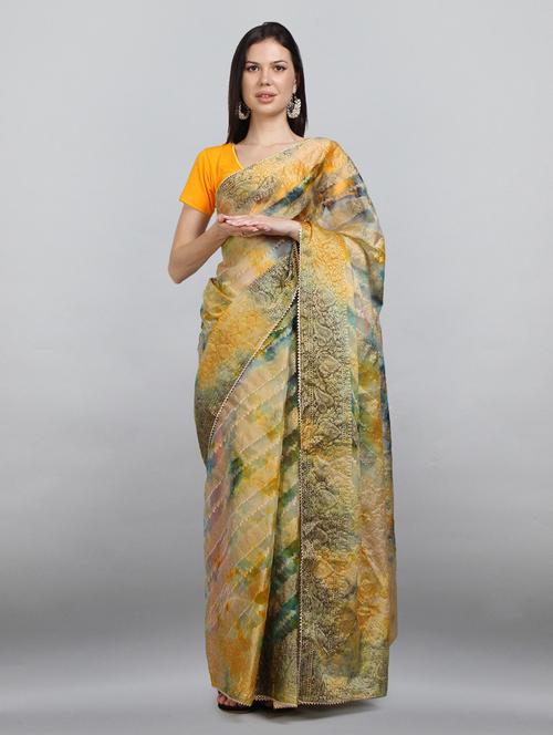 women's bordered royal blue colored saree with blouse - 18789321 - Very Small Image - 1