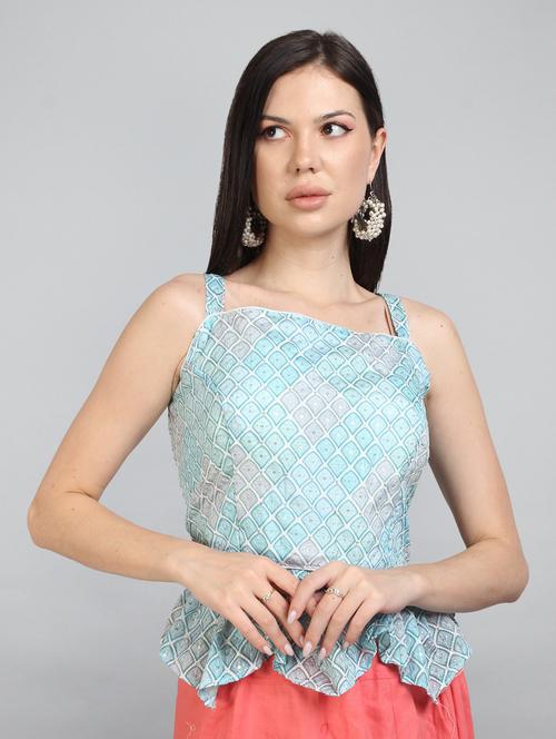 blue art silk solid blouse - 18790812 - Very Small Image - 1