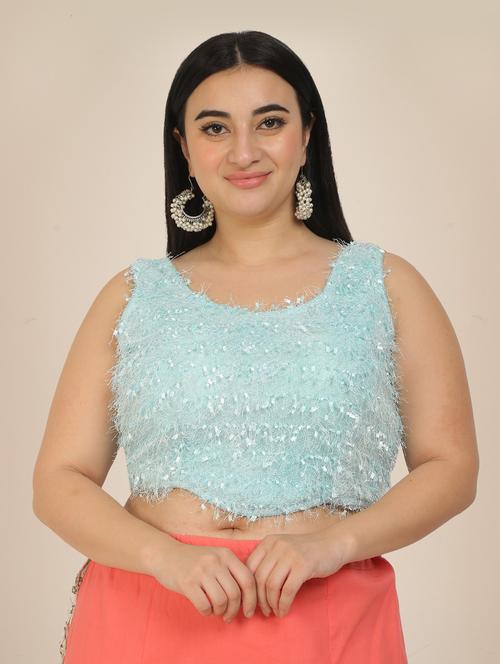 blue art silk solid blouse - 18790886 - Very Small Image - 1