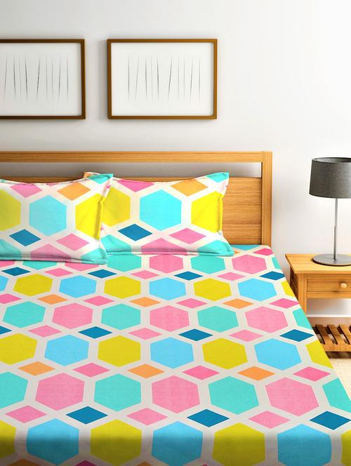 printed bedsheet with pillow cover - 18791049 - Very Small Image - 1