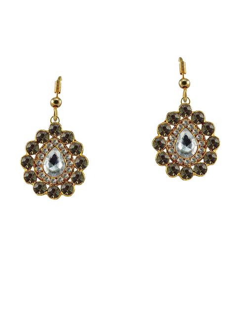 stone stud-gold platted brass drop earring - 18793962 - Very Small Image - 1