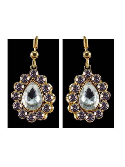 stone stud-gold platted brass drop earring - 18794001 - Very Small Image - 1