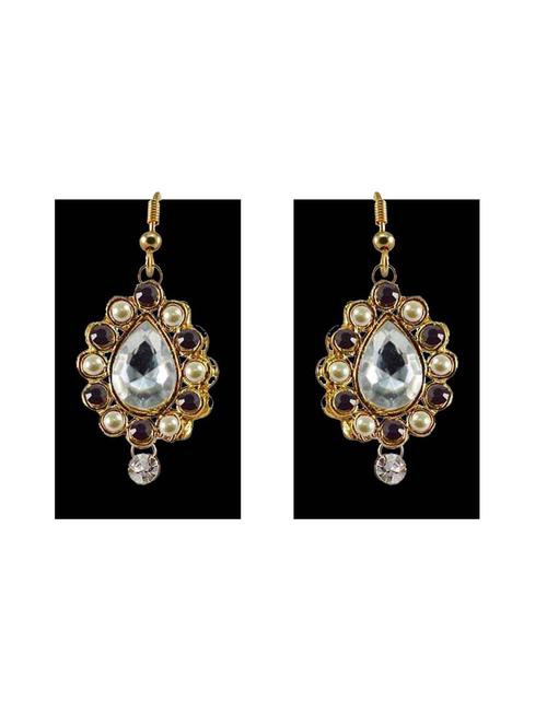 stone stud gold platted drop earring - 18794025 - Very Small Image - 1