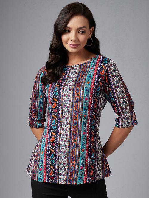 multi colored crepe regular top - 18796525 - Very Small Image - 1