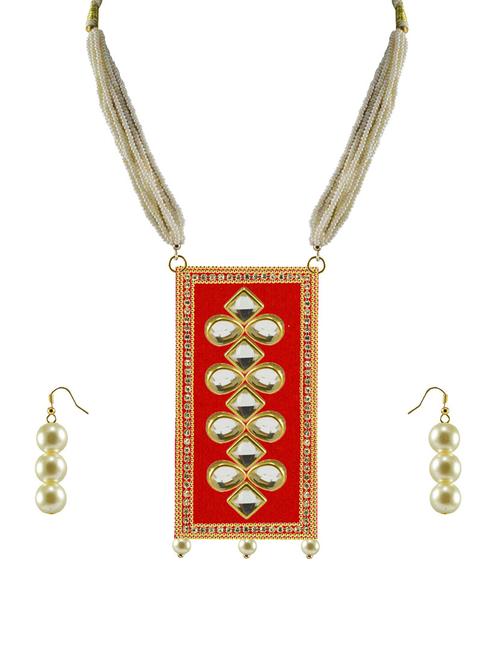 red rectangular necklace & earrings set - 18798074 - Very Small Image - 1