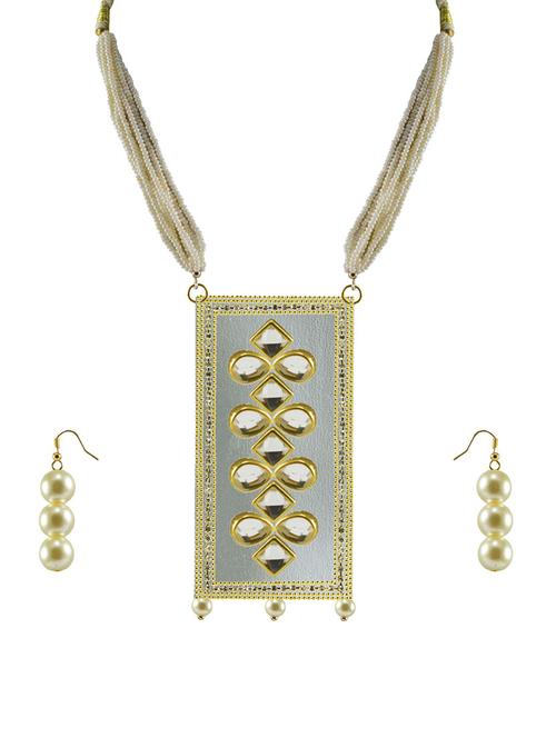 silver rectangular necklace & earrings set - 18798079 - Very Small Image - 1