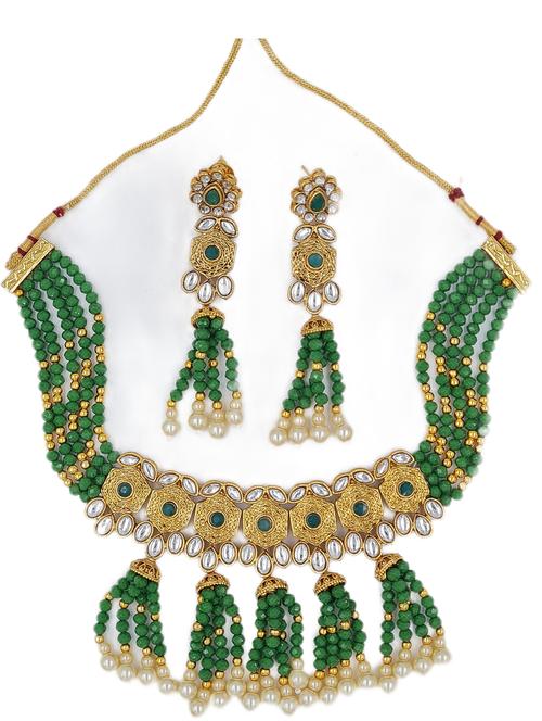 green zinc kundan necklace - 18801255 - Very Small Image - 1