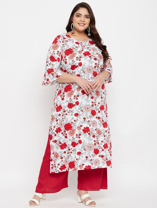 white rayon kurta palazzo  set - 18801540 - Very Small Image - 1