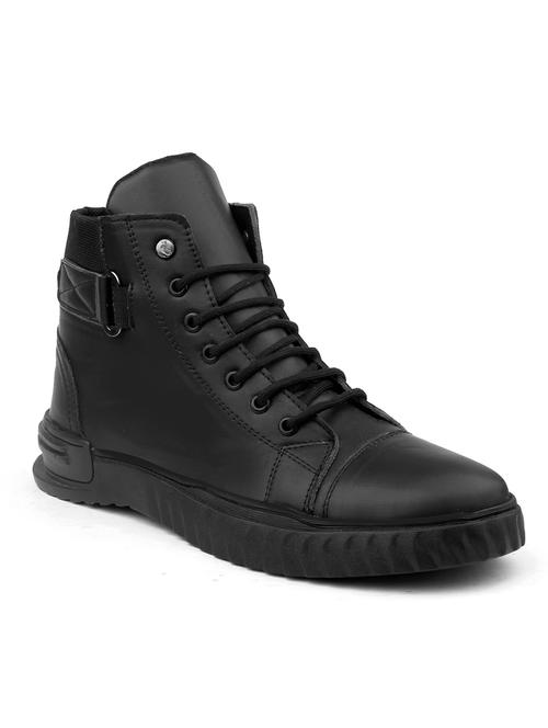 men black solid ankle lace up boots - 18801564 - Very Small Image - 1