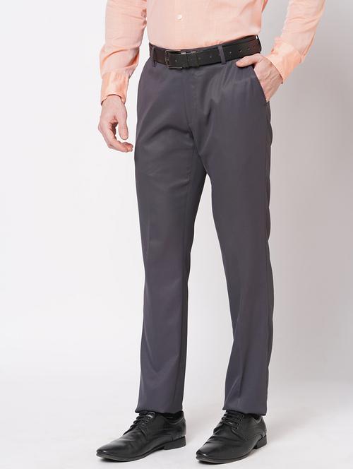 black polyester flat front trousers formal - 18801674 - Very Small Image - 1